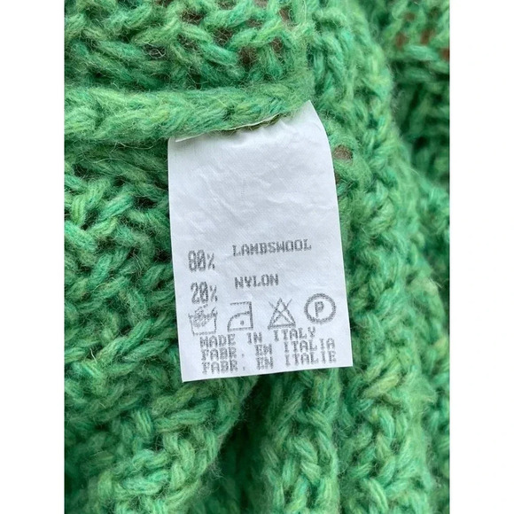 Womens Pullover Sleeveless Crochet Lambswool Sweater Green Sz OS - Picture 6 of 6